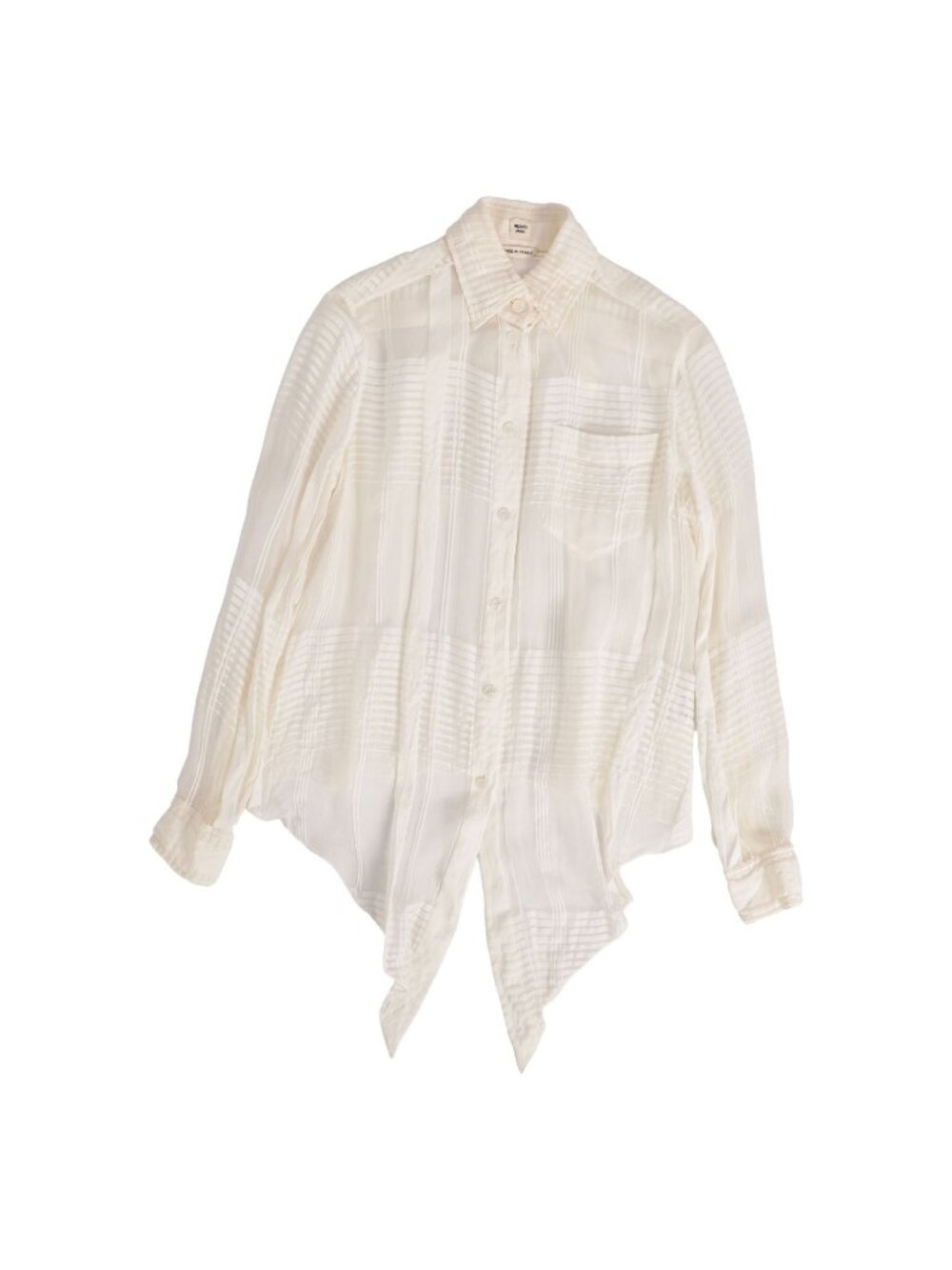 Hermes Shirt Blouse Long Sleeve All Over Print Top Cotton Silk White 36